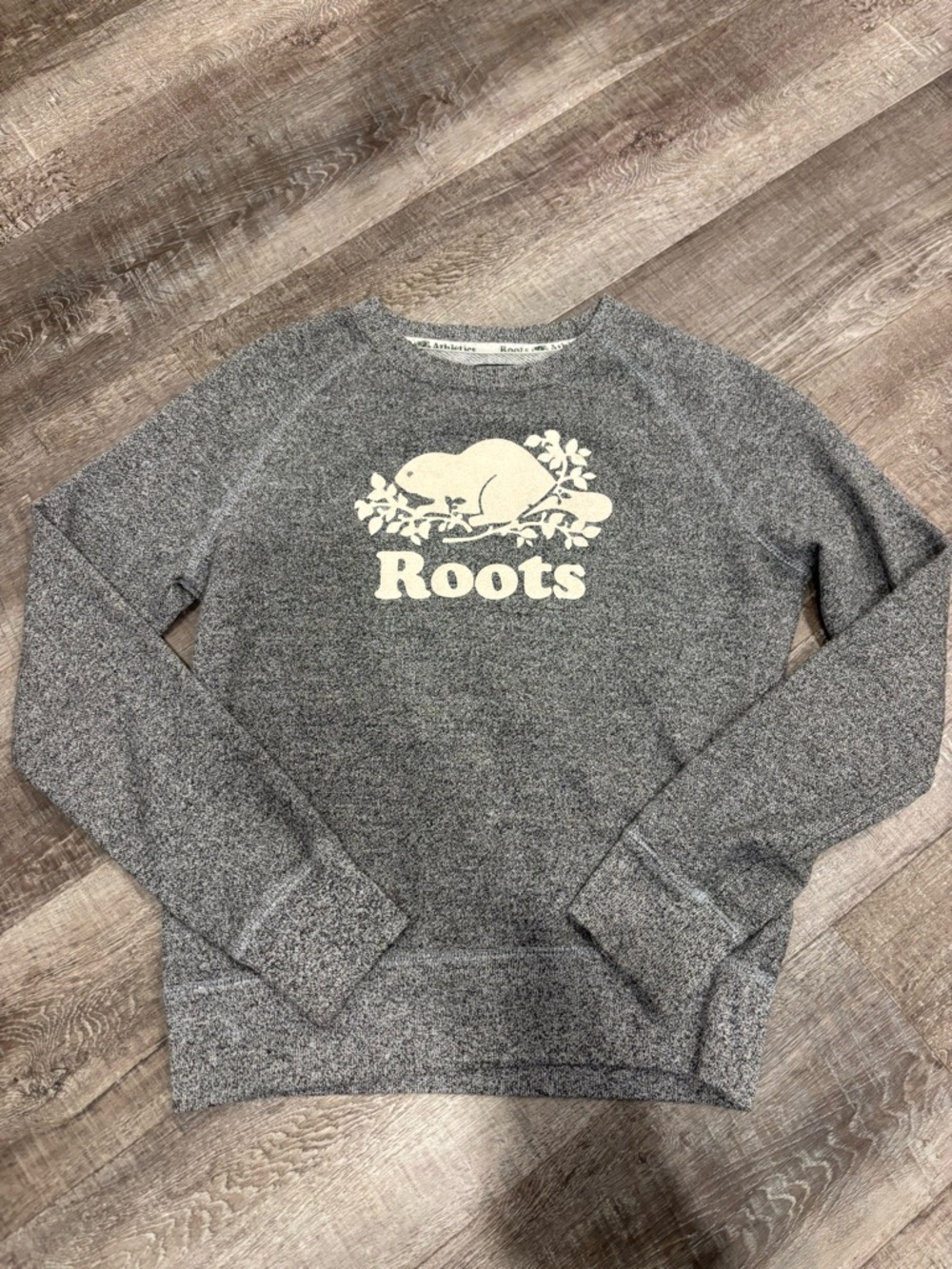 Roots Kids Grey Crewneck Sweatshirt with Cream Logo